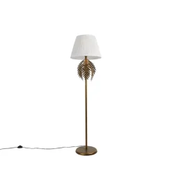 Vintage Stehlampe Gold mit Faltenschirm weiß 45 cm - Botanica