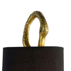 Vintage Stehlampe Messing Stoffschirm schwarz - Kranichvogel