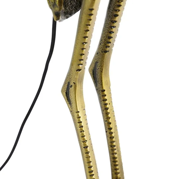 Vintage Stehlampe Messing Stoffschirm schwarz - Kranichvogel