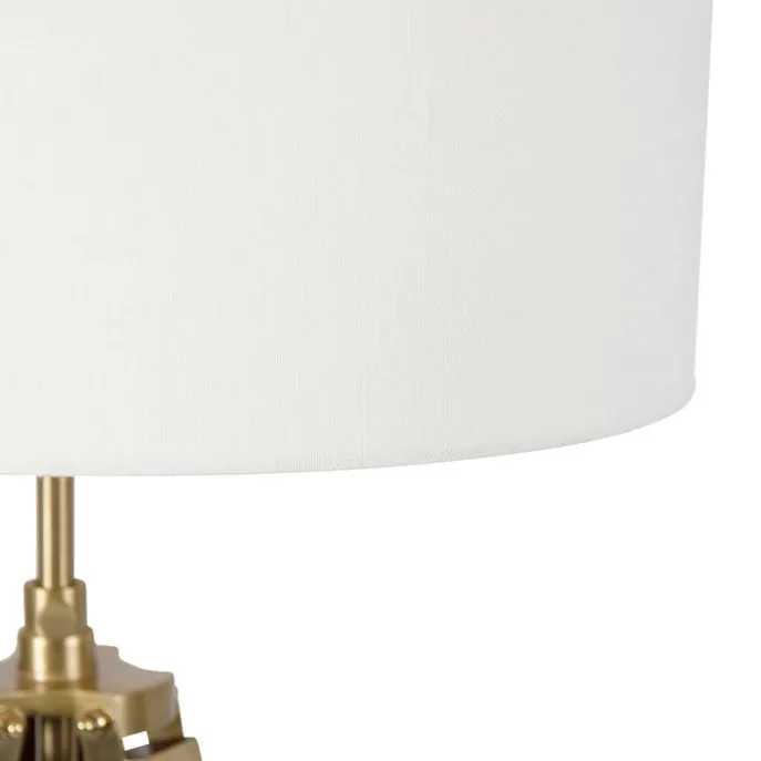 Vintage Stehlampe Messing mit Schirm weiß 50 cm Dreibein - Cortin