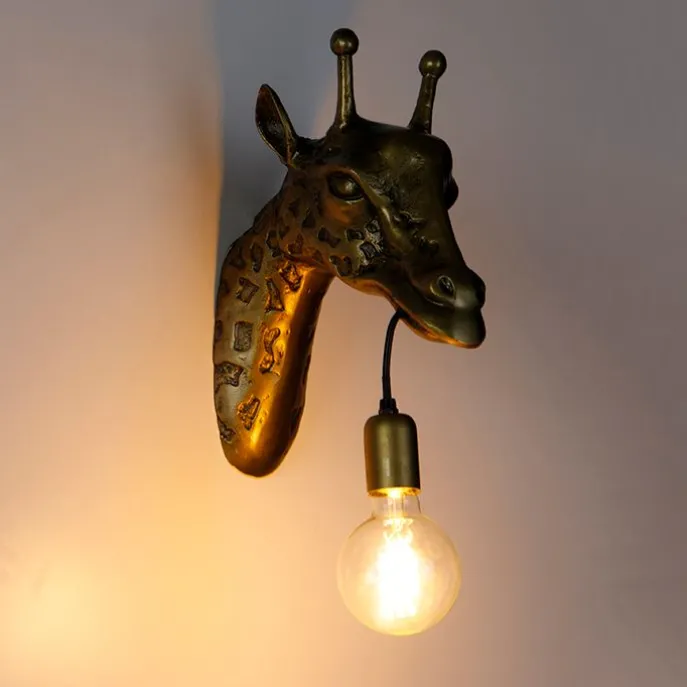 Vintage Wandlampe Messing - Giraffe