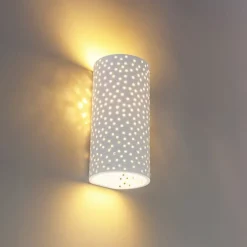 Vintage zylinderförmige Wandleuchte weiß Gips - Mahou