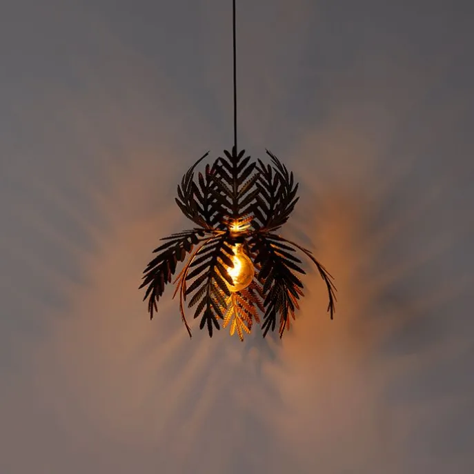 Vintage-Hängelampe Gold Federn - Botanica