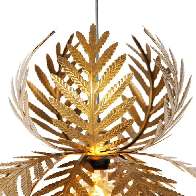 Vintage-Hängelampe Gold Federn - Botanica