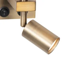 Wandleuchte Bronze mit Leselampe und Schirm 18 cm weiß - Brescia