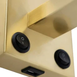 Wandleuchte gold mit USB und Schirm weiß 18 cm - Brescia Combi
