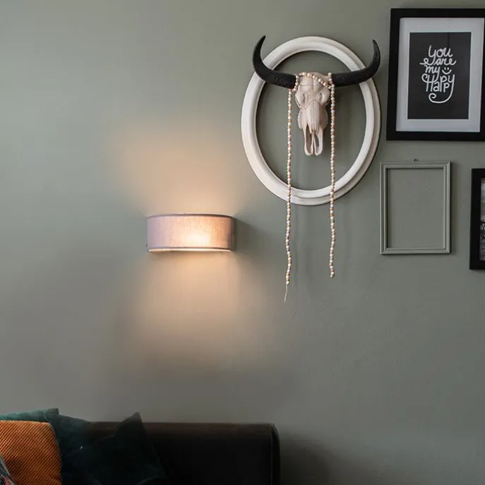 Wandleuchte grau mit halbrunder Schirm - Drum