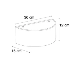 Wandleuchte grau mit halbrunder Schirm - Drum