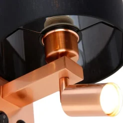 Wandleuchte Kupfer mit Leselampe und Schirm 18 cm schwarz - Brescia