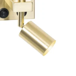 Wandleuchte Messing mit Leseleuchte und Schirm 18 cm schwarz - Brescia