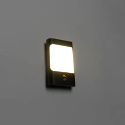 Wandleuchte schwarz inkl. LED IP44 mit Bewegungssensor - Khuvan