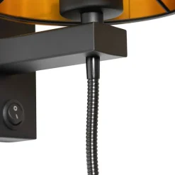Wandleuchte schwarz mit Flexarm und Schirm gold 15 cm - Brescia