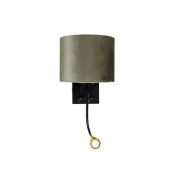 Wandleuchte Schwarz mit grünem Samt-Schirm 18cm - Brescia