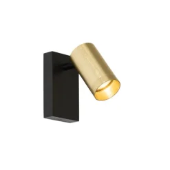 Wandleuchte schwarz mit Gold verstellbar mit Schalter - Jeana Luxe