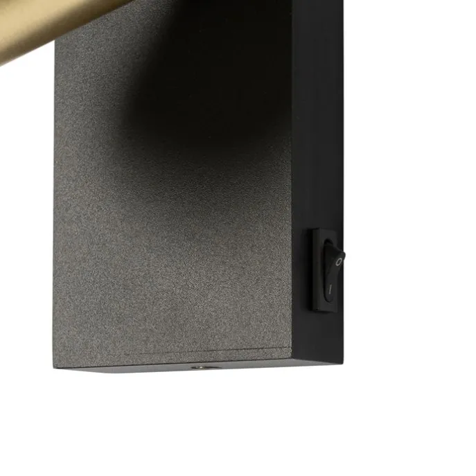 Wandleuchte schwarz mit Gold verstellbar mit Schalter - Jeana Luxe
