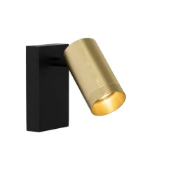 Wandleuchte schwarz mit Gold verstellbar mit Schalter - Jeana Luxe