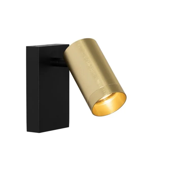 Wandleuchte schwarz mit Gold verstellbar mit Schalter - Jeana Luxe
