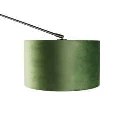 Wandleuchte schwarz mit Veloursschirm grün 35 cm verstellbar - Blitz