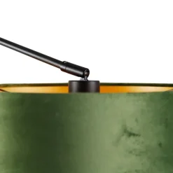 Wandleuchte schwarz mit Veloursschirm grün 35 cm verstellbar - Blitz