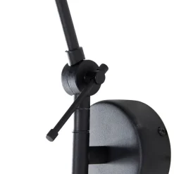 Wandleuchte schwarz mit Veloursschirm schwarz 35 cm verstellbar - Blitz