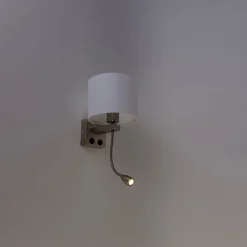 Wandleuchte Stahl mit Flexarm und Schirm weiß 18 cm - Brescia Combi
