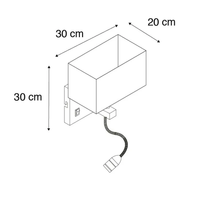 Wandleuchte Stahl mit schwarzem Schirm und Lesearm inkl. LED - Bergamo