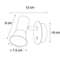 Wandspot Stahl dreh- und neigbar mit Schalter - Karin 1