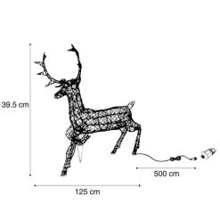 Weihnachts Rentier Braun Rattan inkl. LED IP44 - Glossie