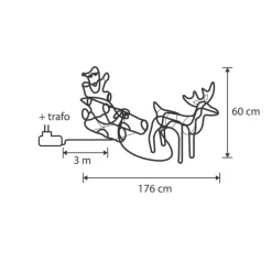 Weihnachts-Stehleuchte Rentier mit Schlitten 176cm inkl. LED mit Timer IP44 - Sori